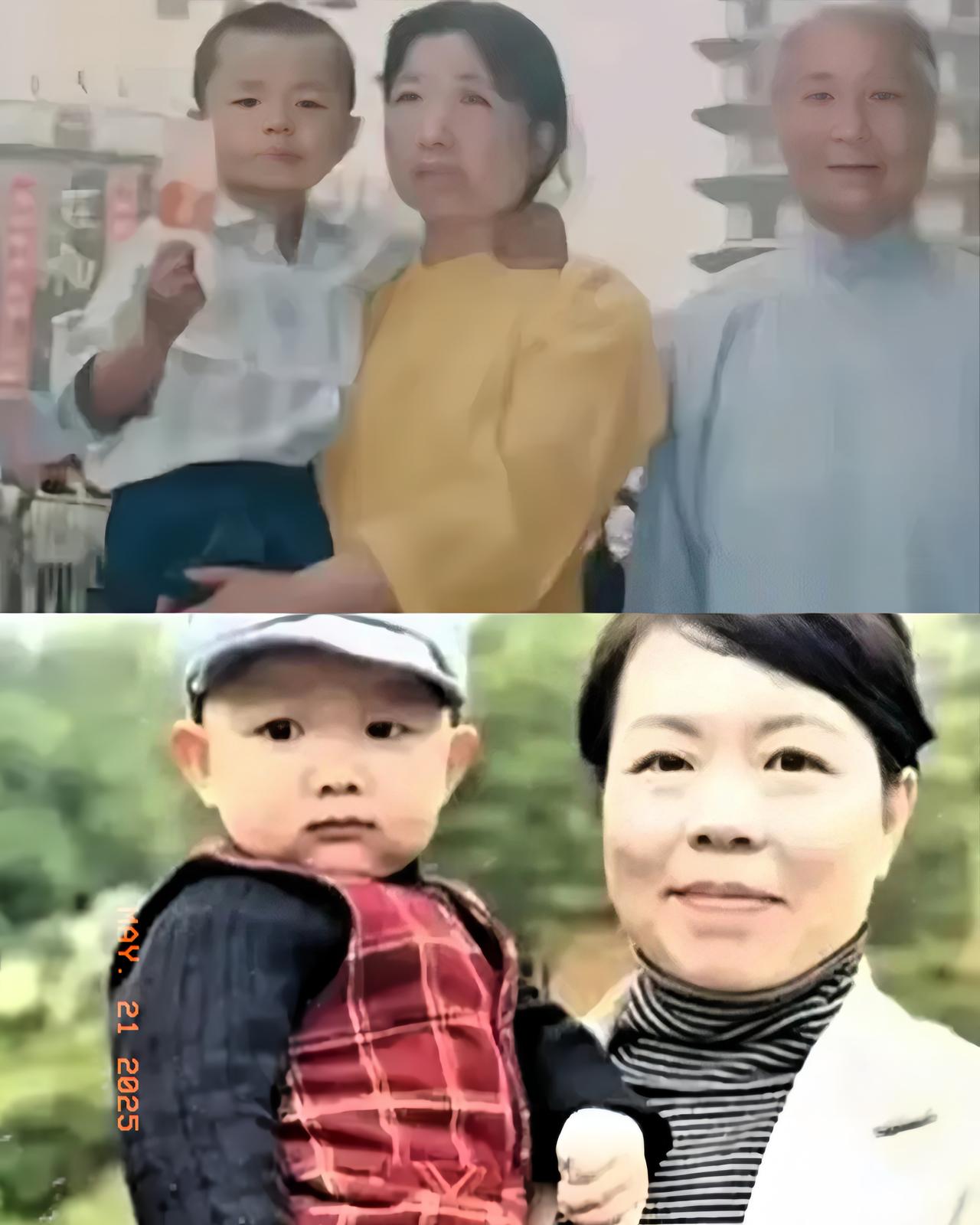 一张是姚策小时候被许敏抱着的照片，一张是郭威小时候被杜新枝抱着的照片，两个母