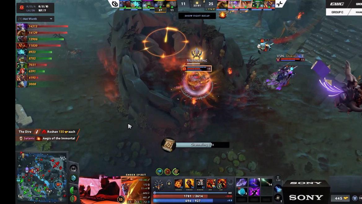 DOTA22026EWC电竞世俱杯小组赛VG对阵PV战队BO2第二局，经过2