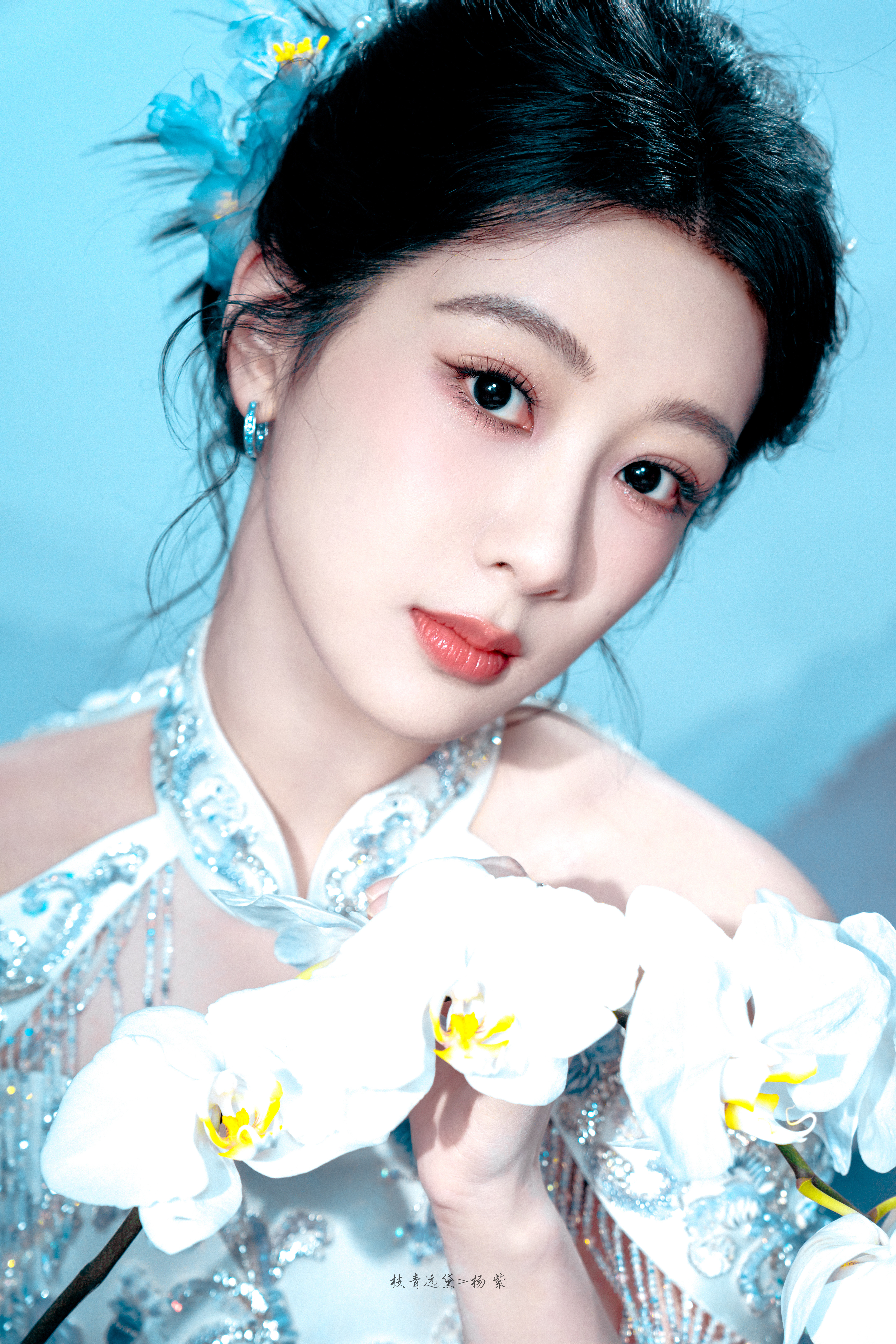 杨紫/玉兰花开💐杨紫紫色旗袍直播造型*杨紫没人通知我啊