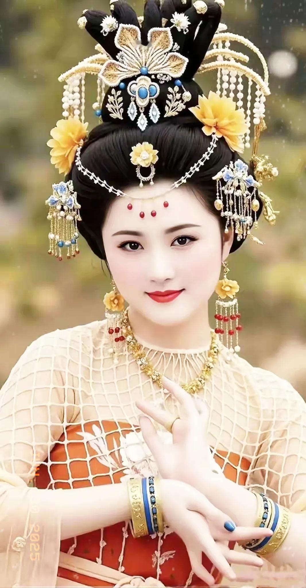 玉簪金钗映，红妆映绿衣。