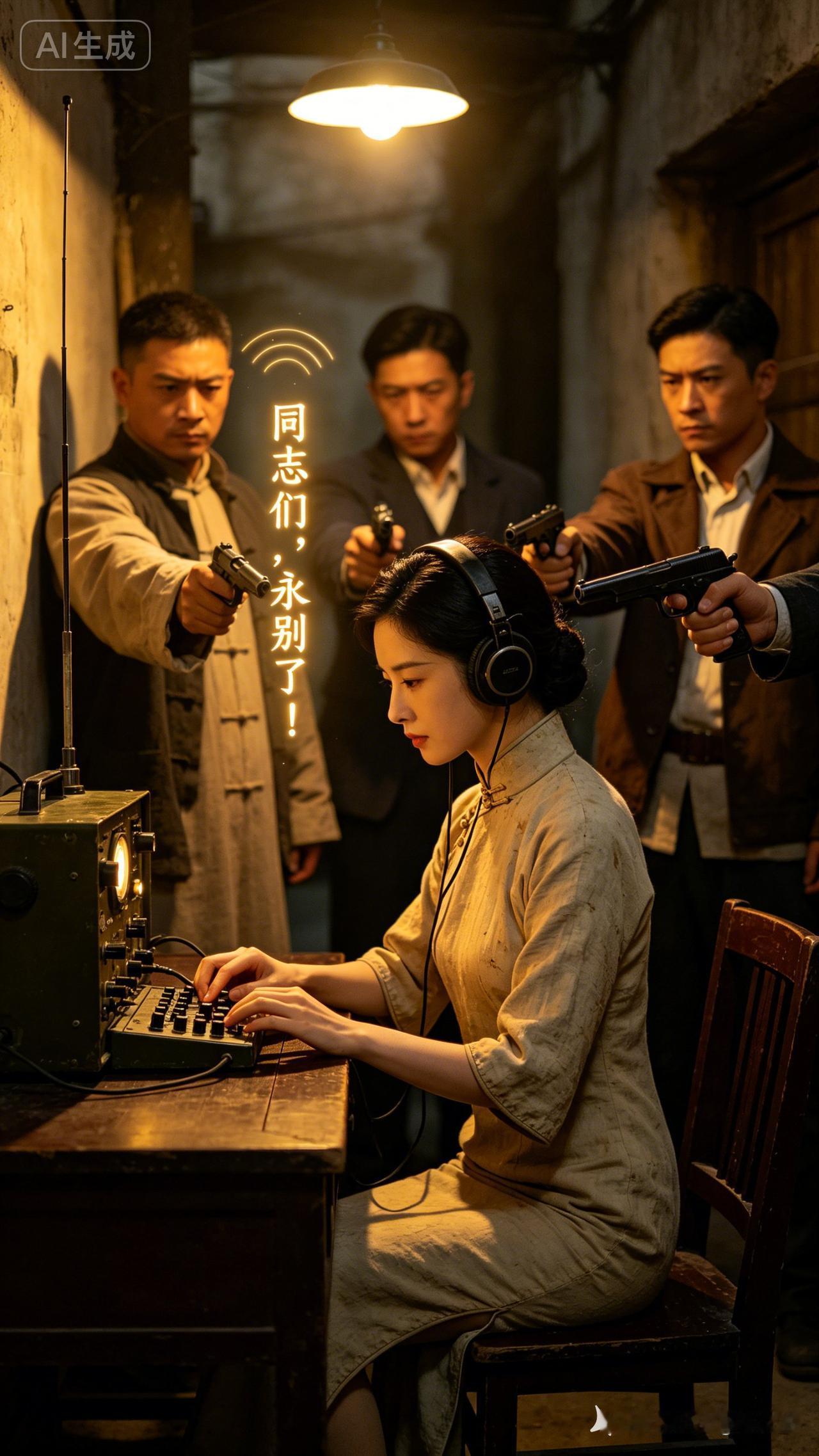 妹子专心工作，旁边有人持枪威胁。