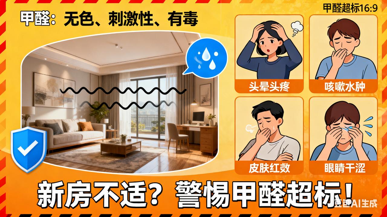 出现这些不适可能甲醛超标！甲醛这东西藏得挺“隐蔽”——无色却带着刺鼻味，毒性