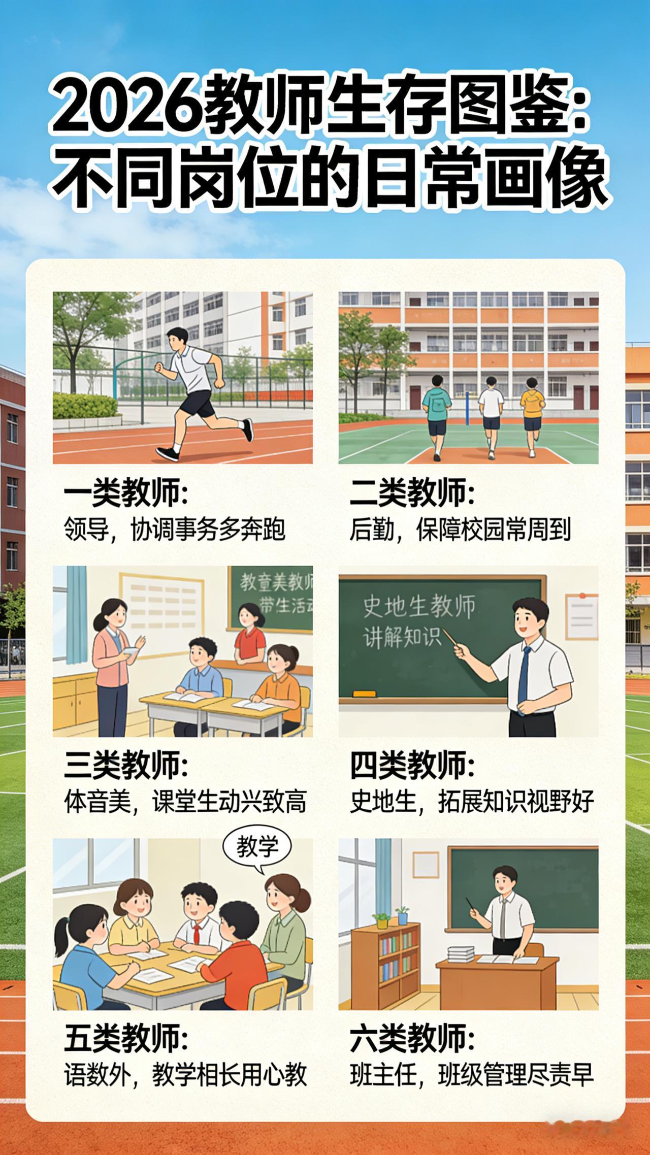 你是哪类老师？2026教师生存图鉴：不同岗位的日常画像一类教师是领导，协调事务