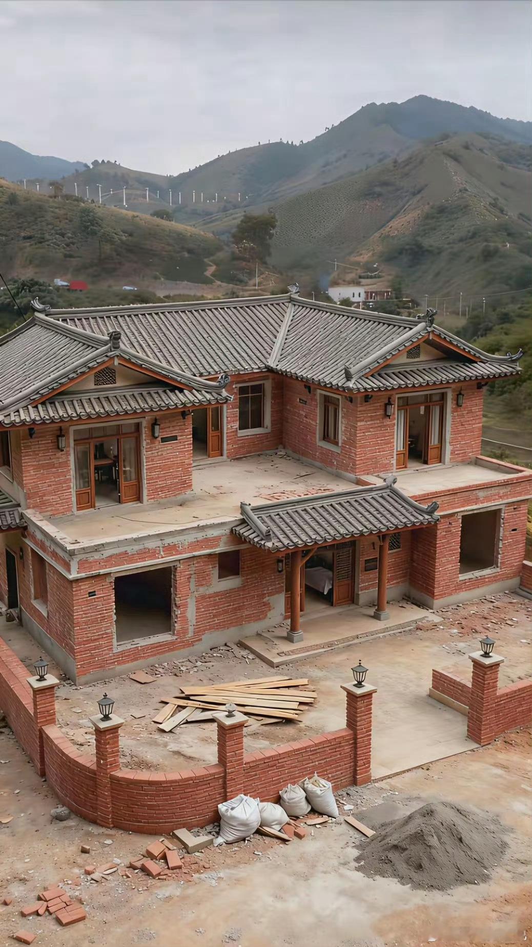花了2年的时间，终于建好了全村第一栋中式合院​​​