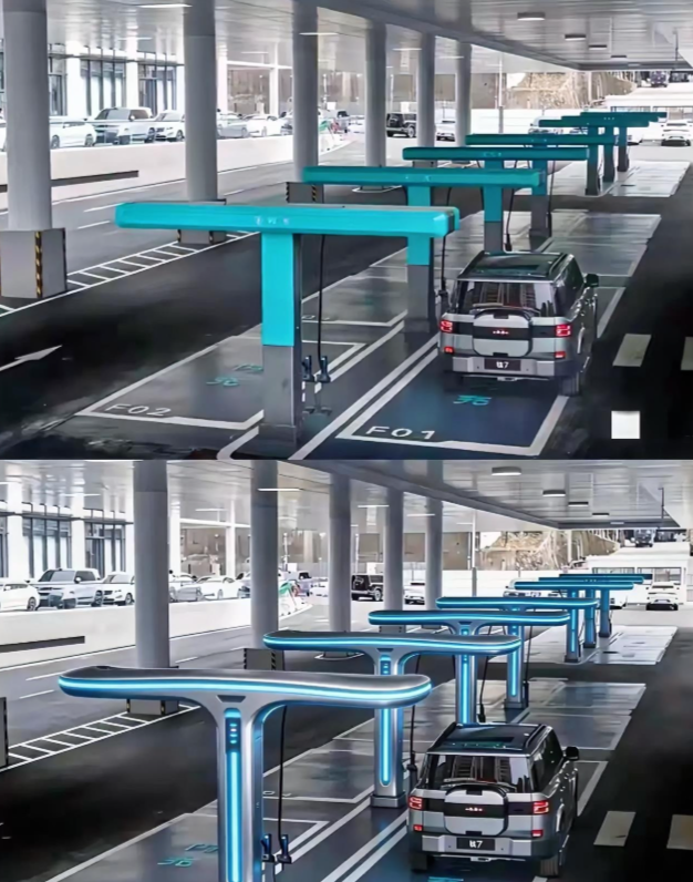 比亚迪加电站来了！刚看到图片，真的有被震惊到，这已经不是传统的充电桩，这是可以