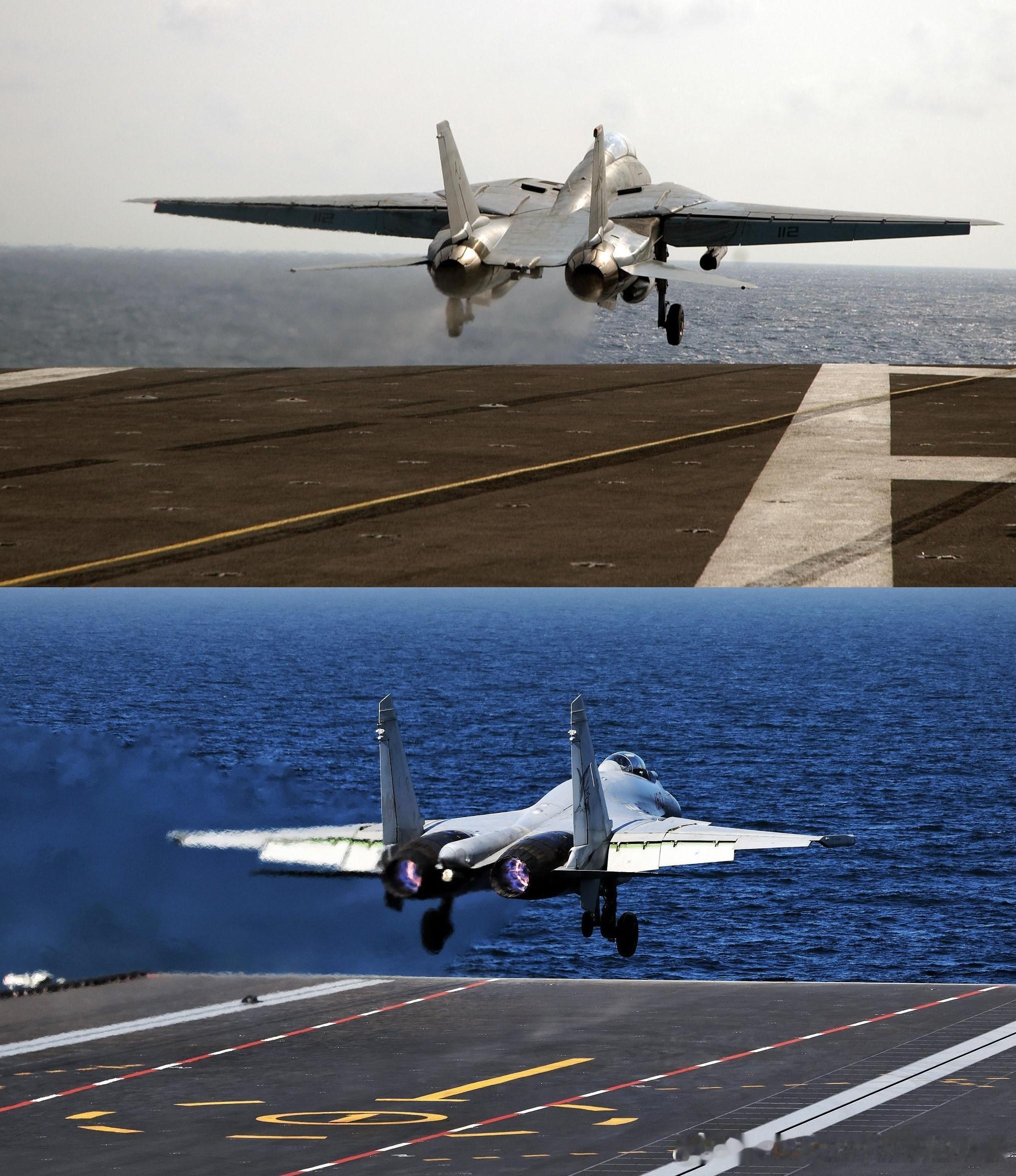 F-14D和歼-15T弹射起飞姿态对比