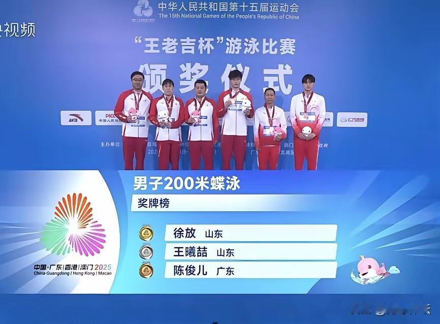 2025年全运会游泳项目即时金牌榜1、山东——5金🏅️🏅️🏅️🏅️?