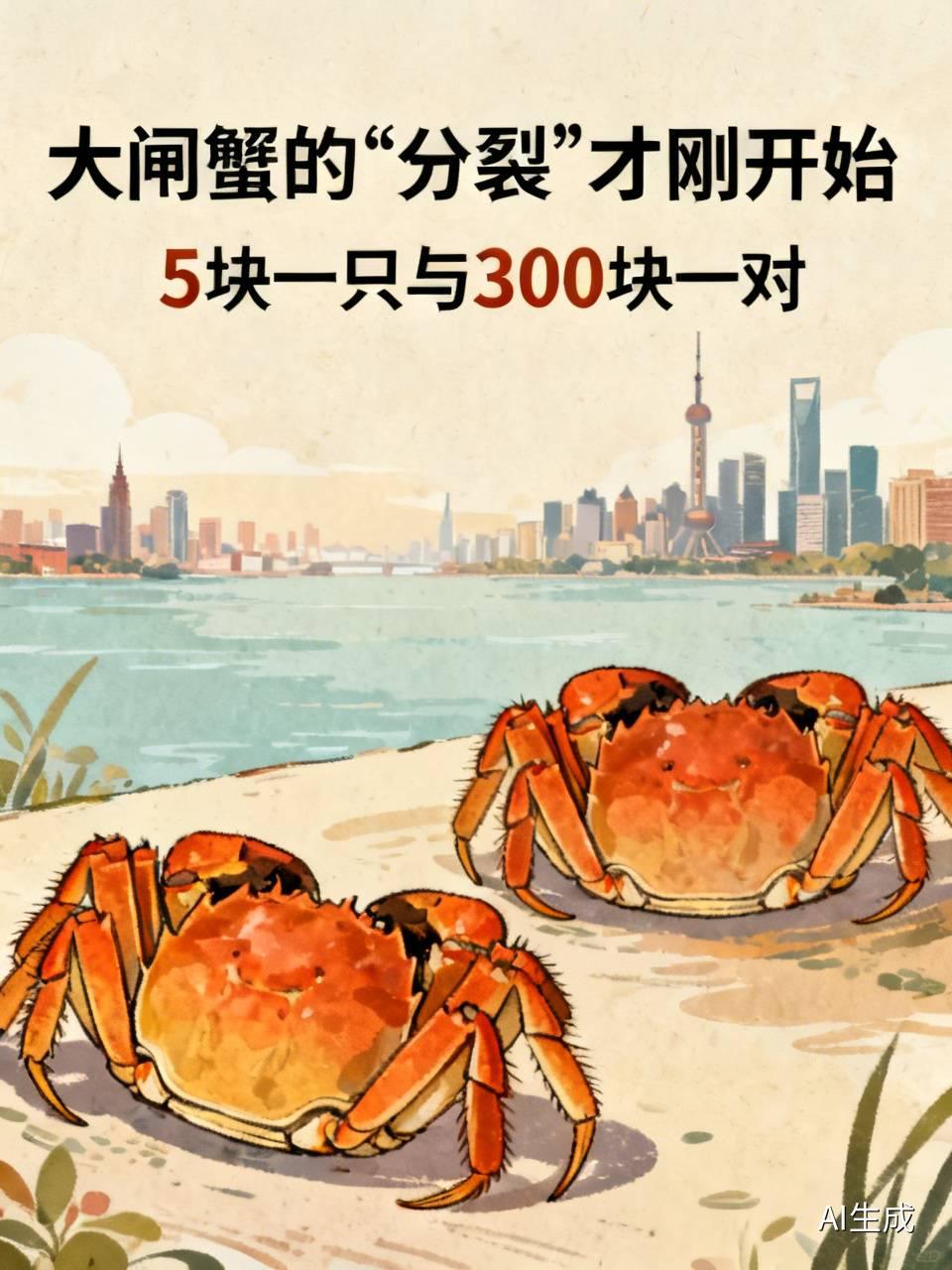 5块一只和300块一对，大闸蟹的“分裂”才刚开始上海普陀区的街头，中小规格的