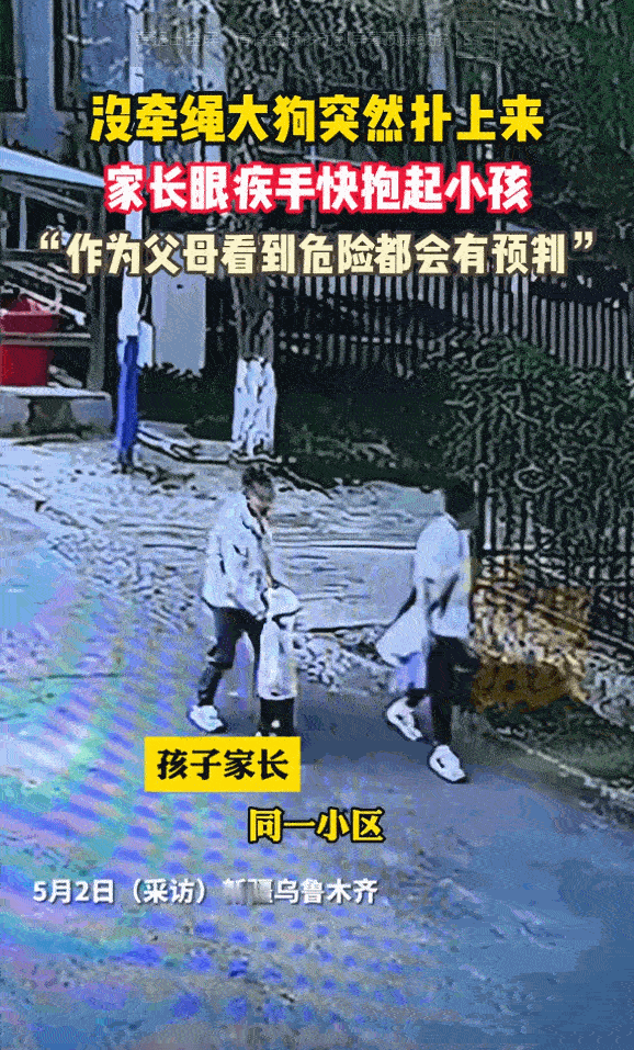 “必须严惩！”新疆乌鲁木齐，男子带两岁孩子回家时，路边突然窜出一条没拴绳的大狗，