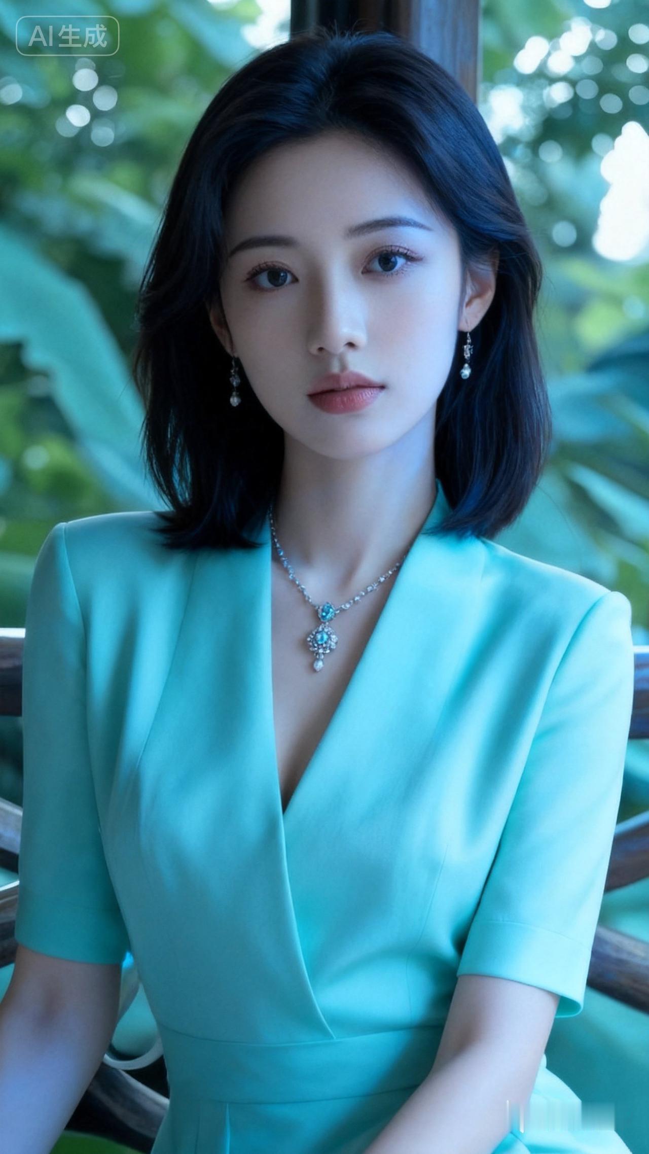 优雅蓝调，清新自然，气质女神，时尚穿搭