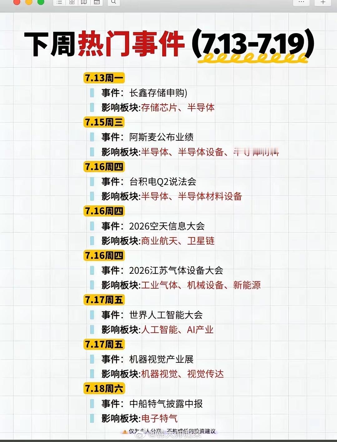 下周科技股出货借口