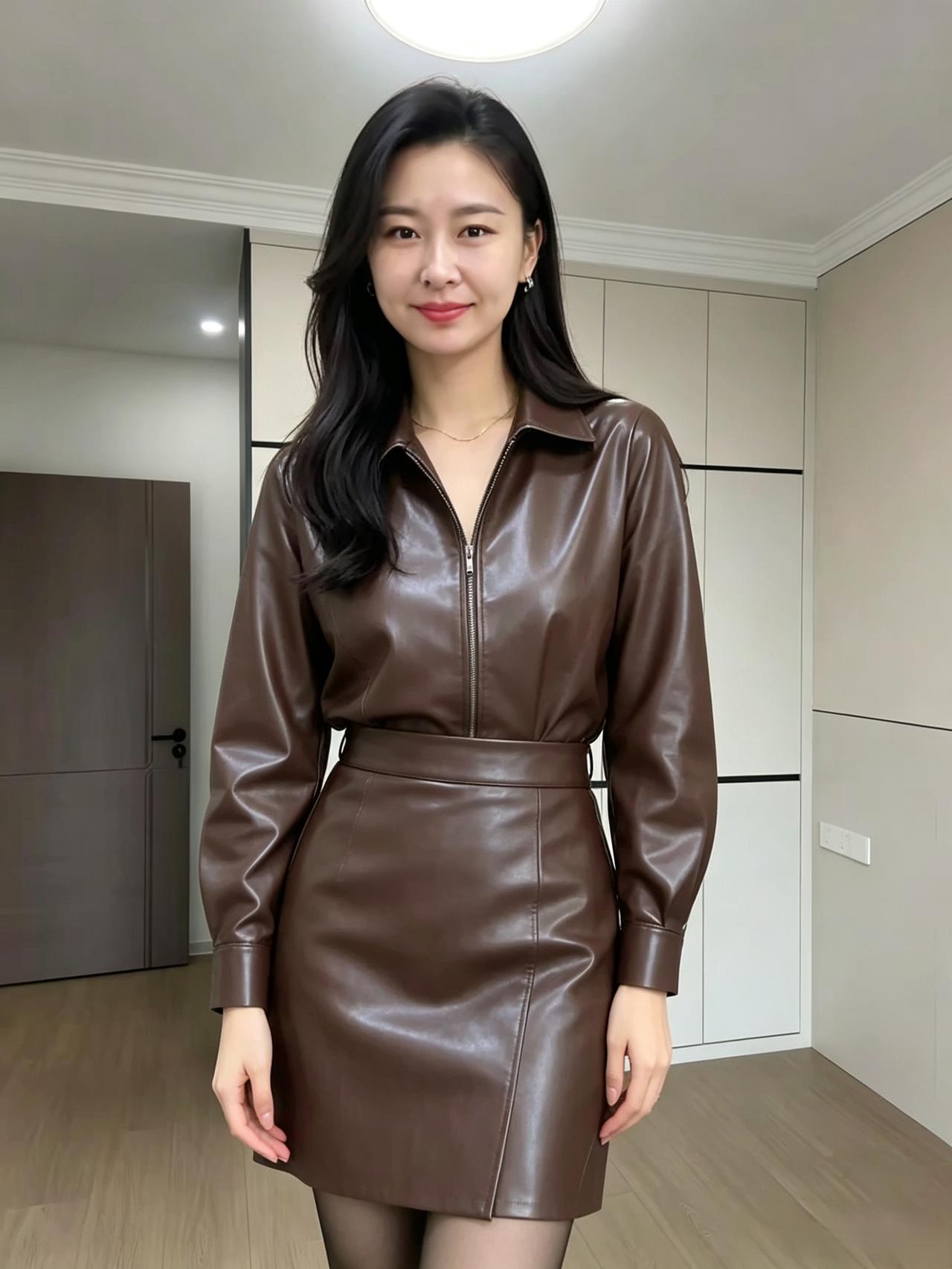 棕衣映素容，浅笑落春风。暗送秋波意，佳人入画中。