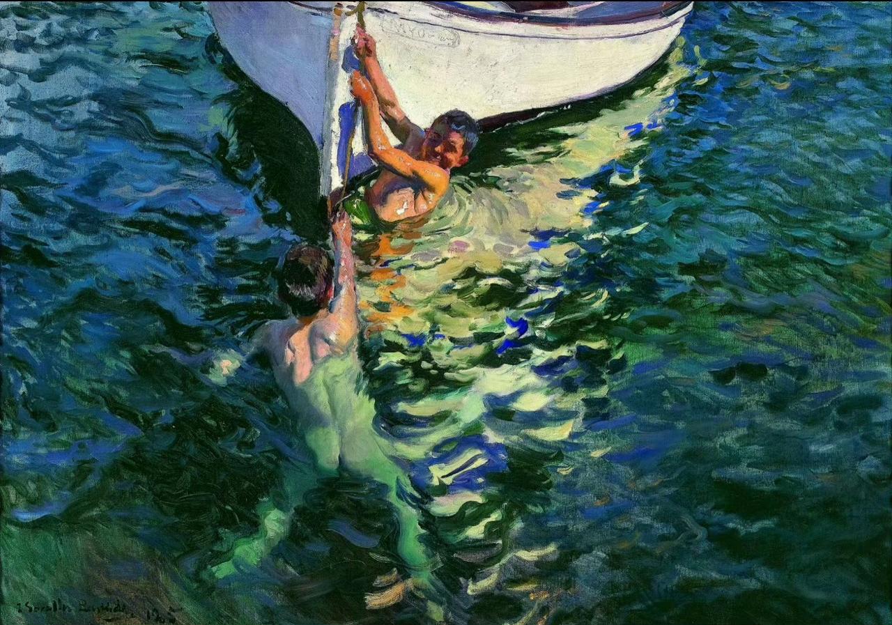 玩水索罗拉油画作品