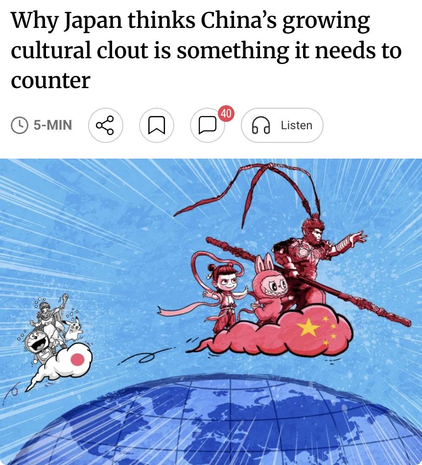 外媒：日本认为中国日益增长的文化影响力需要加以应对。中国软实力崛起体现在多个