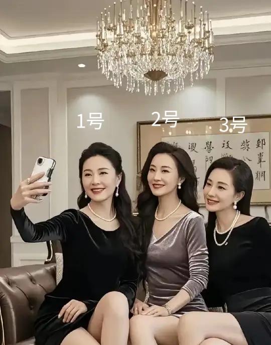 40多岁，50旁边的三位大美女一起拍美照。1号端庄优雅，2号美丽大方，3号温柔贤