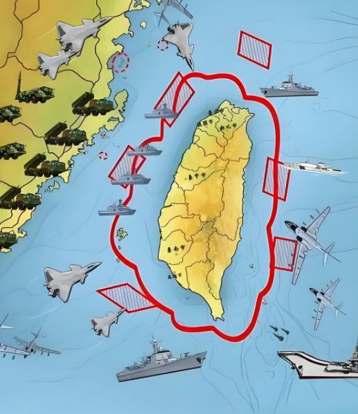 中国现在围岛，已经跟台湾没有关系了！ 大陆把台湾当做一个诱饵，只要老美敢出动