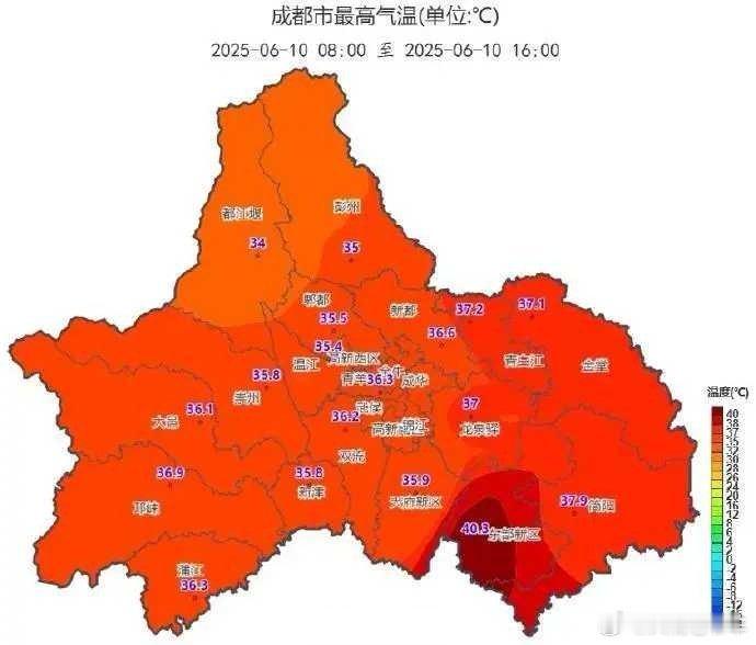 成都明天起成都连飙40℃！红色预警覆盖全城 ！！昨日，成都大部地方已出现