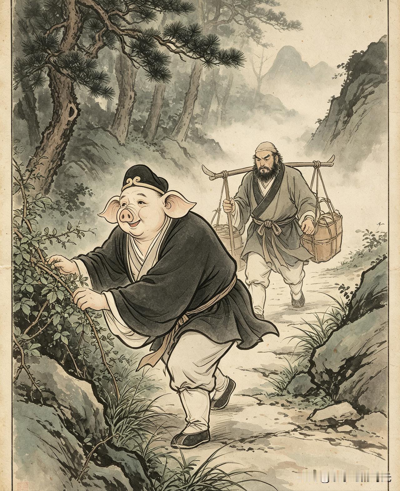 被电视剧《西游记》骗了几十年，挑担的不是沙僧，是八戒。片尾曲唱“你挑着担，我牵
