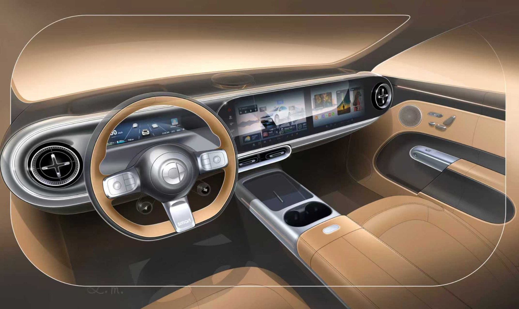 仔细看，原来奔驰新的设计语言，的确是和smart有很多共同点，很多奔驰上经典的元