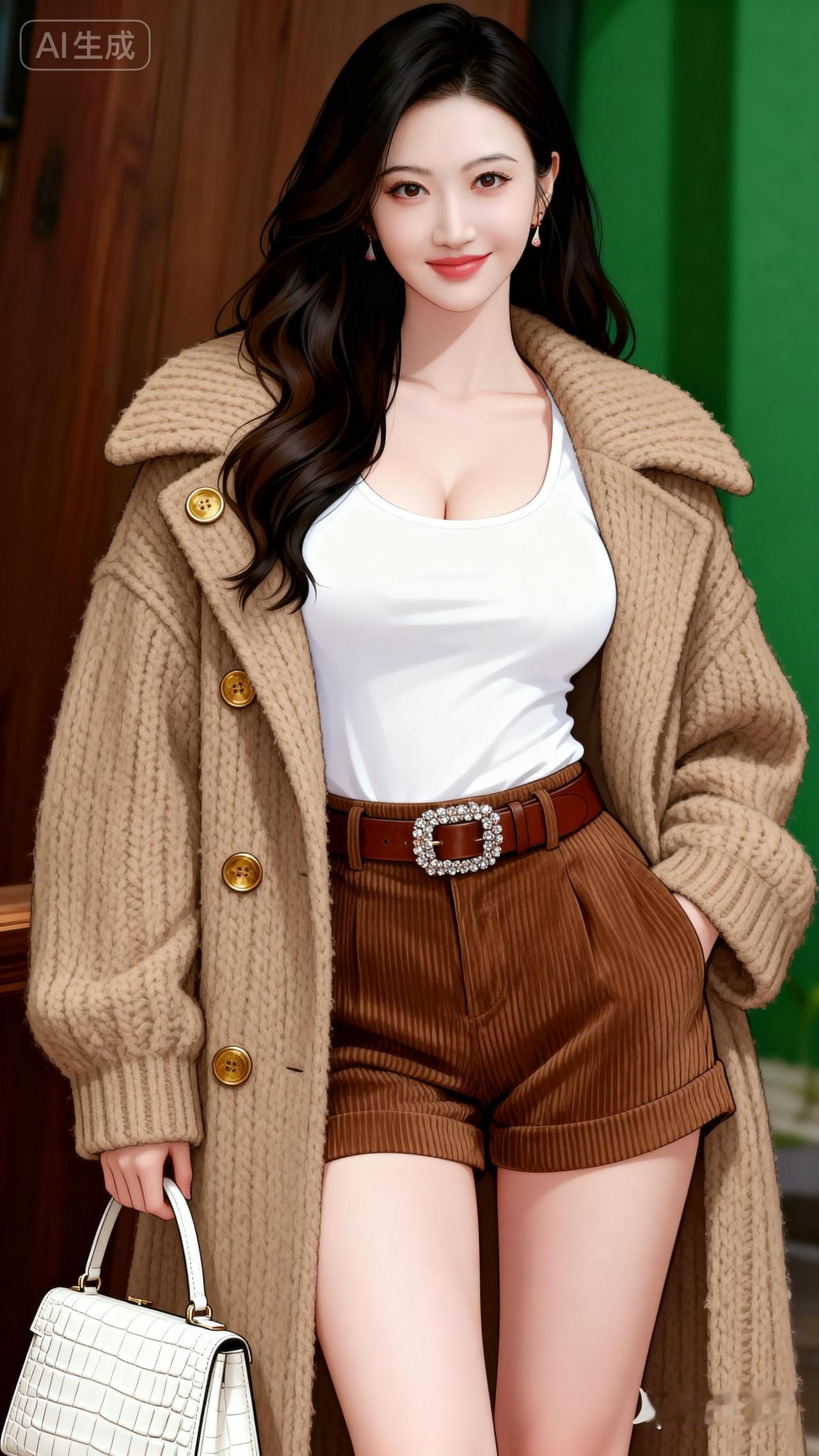 冬日穿搭指南：毛绒大衣+高腰短裤，时尚又保暖！