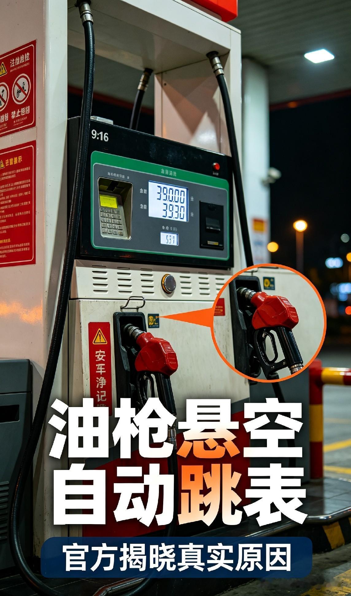 油枪悬空跳表咋回事？官方揭秘啦好多车主拍到加油枪没插油箱，加油机金额却自己涨，