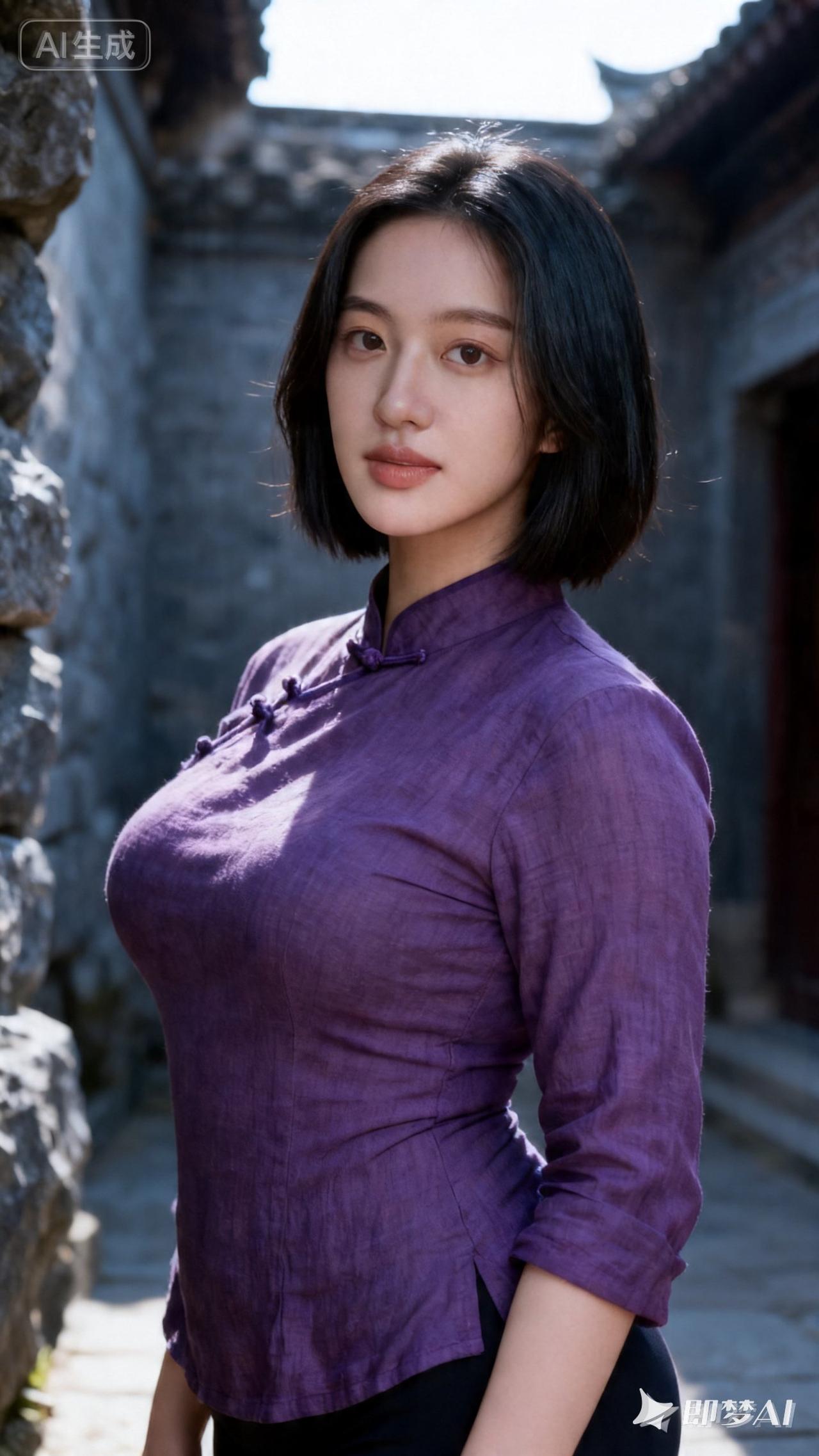 紫衣少女，古风古韵，韵味十足