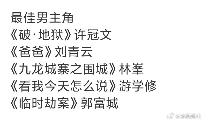 恭喜郭富城凭借电影《临时劫案》提名第43届金像奖“最佳男主角”🤩🤩