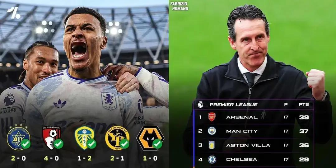 维拉把曼联的中场钉在原地撕开时，队医报告上还躺着42个名字。伤病名单比曼联只少