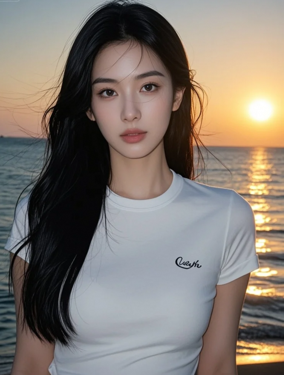 她在海边，迎接每一个黄昏的到来