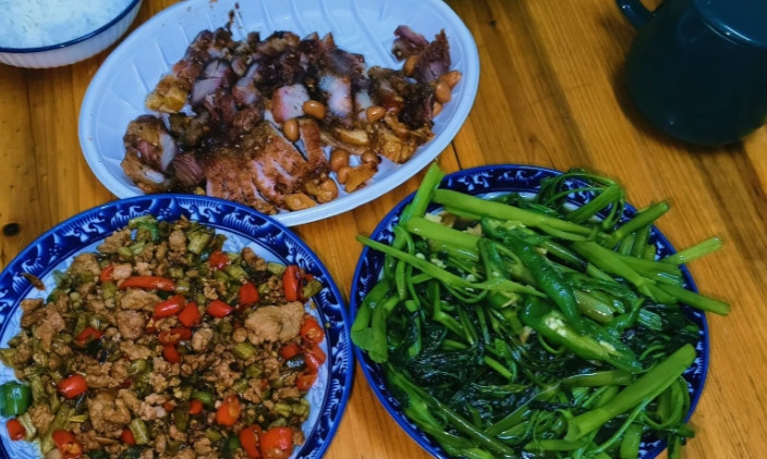 我有个同事女的，在镇上租房子，她家没用买冰箱，洗衣机，电视都没有。一天只买三四块
