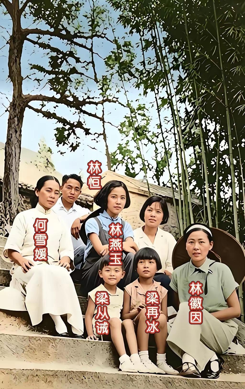 这是林徽因和家人们在北平香山的真实合影，都看看吧，林徽因不施粉黛也光彩照人，那份