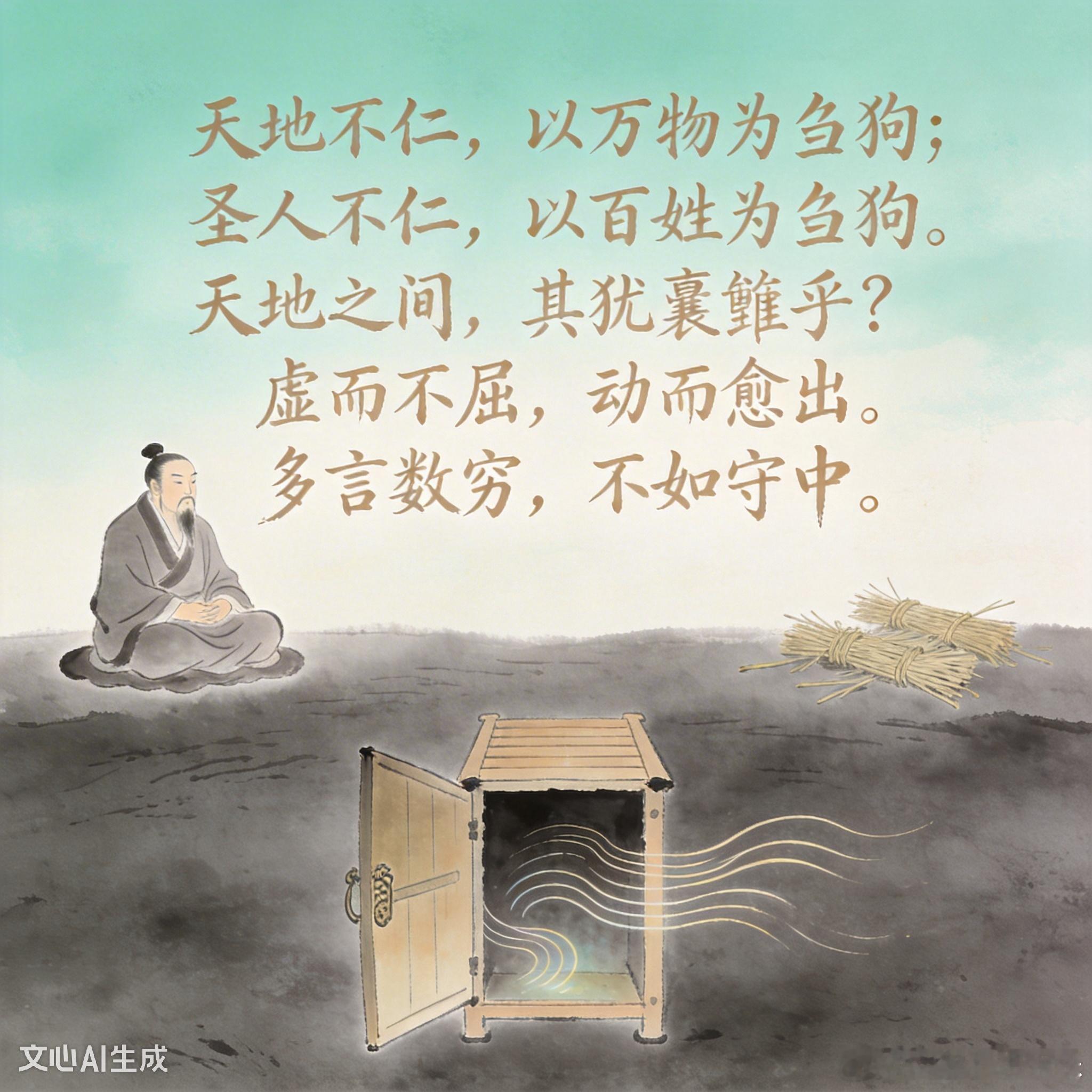 《道德经》第五章·原文+注音+译文+速记卡一、原文+注音（通行本）天地不仁，