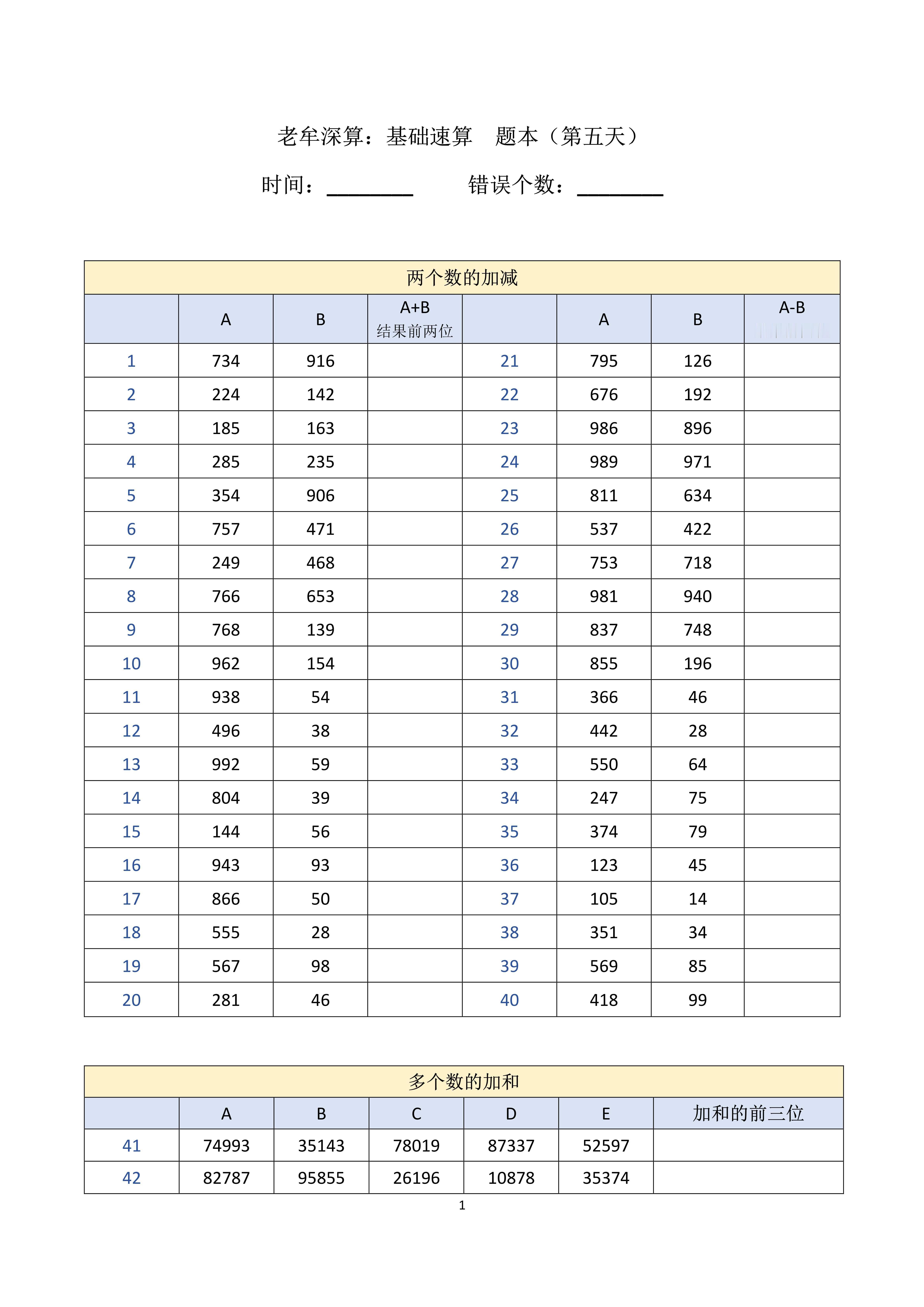 国考省考老牟深算-题型速算（第五天）打卡：用时+错误个数​​​