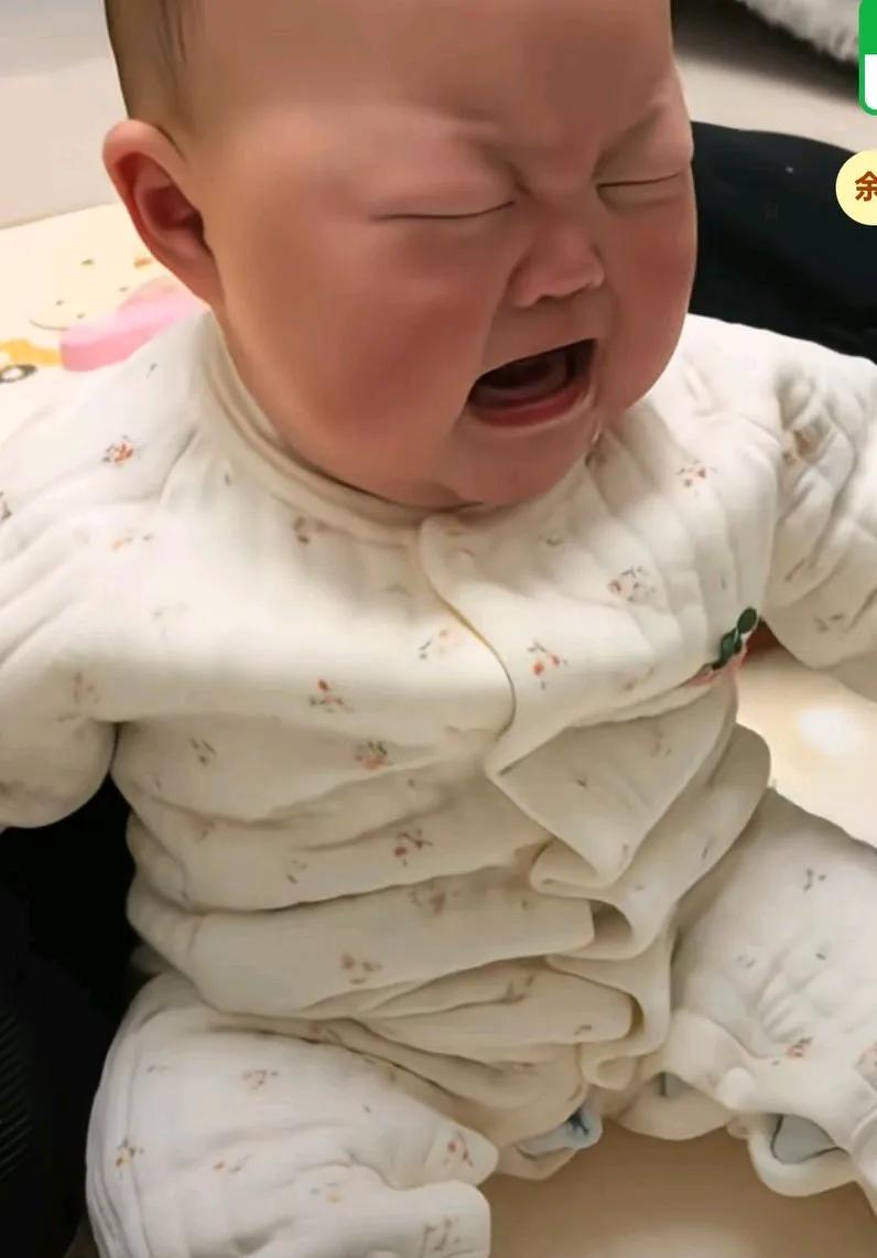 当爸爸给五个月的宝宝掏耳朵，不挖就哭，一挖就攥紧小拳头，一动不动，爸爸把掏耳勺