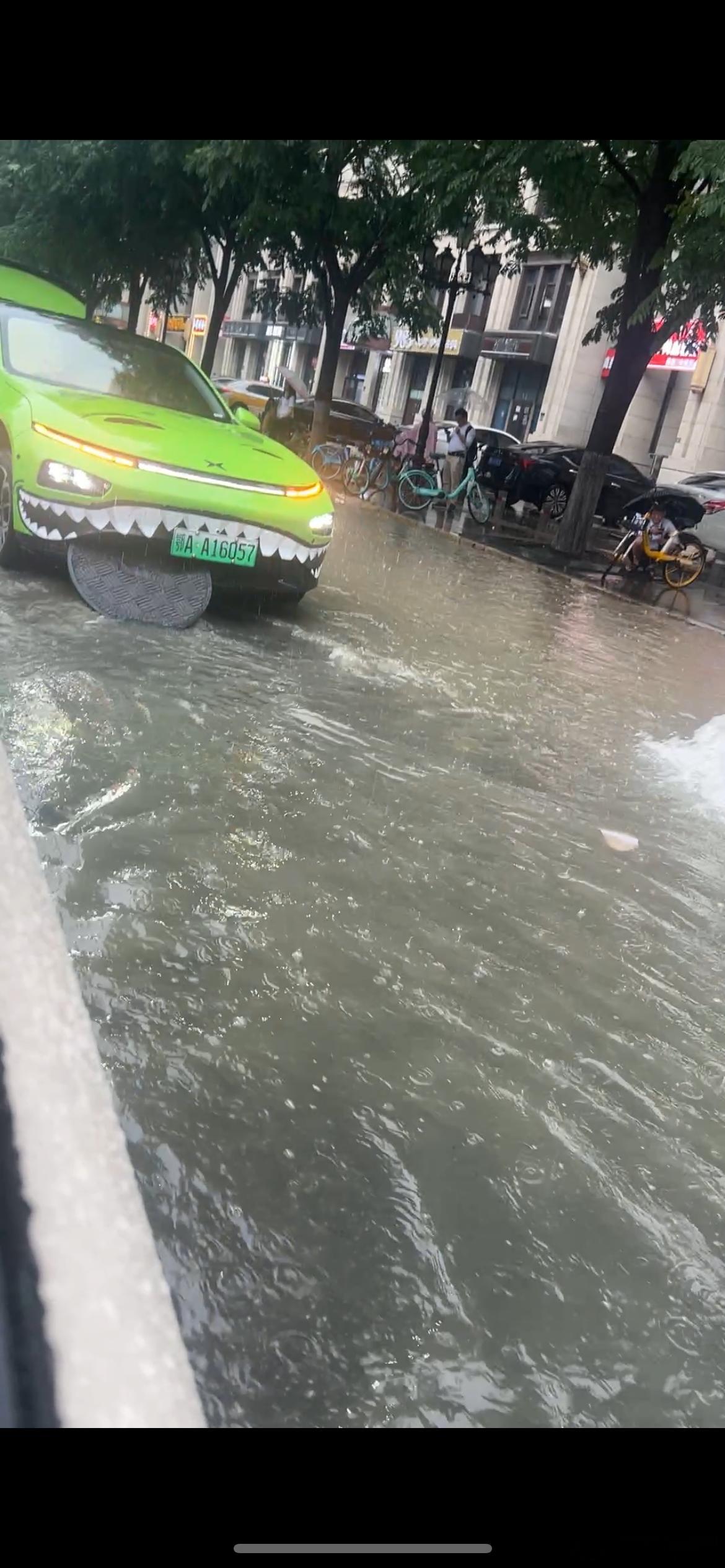 昨天路过的时候，我寻思有鲨鱼在吃奥利奥呢武汉暴雨小鹏汽车​​​