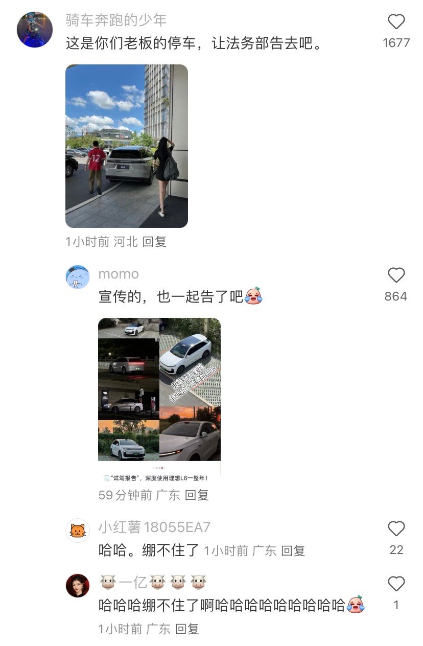 理想法务部刚发文，一群人贴脸开大，有这么不严肃吗[笑着哭]​​​