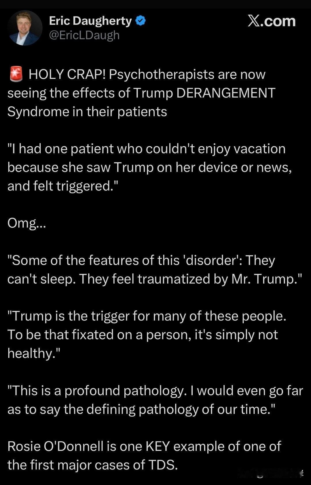 天啊！心理治疗师们现在居然在病人身上看到了“川普精神错乱综合征”（TDS）的影响