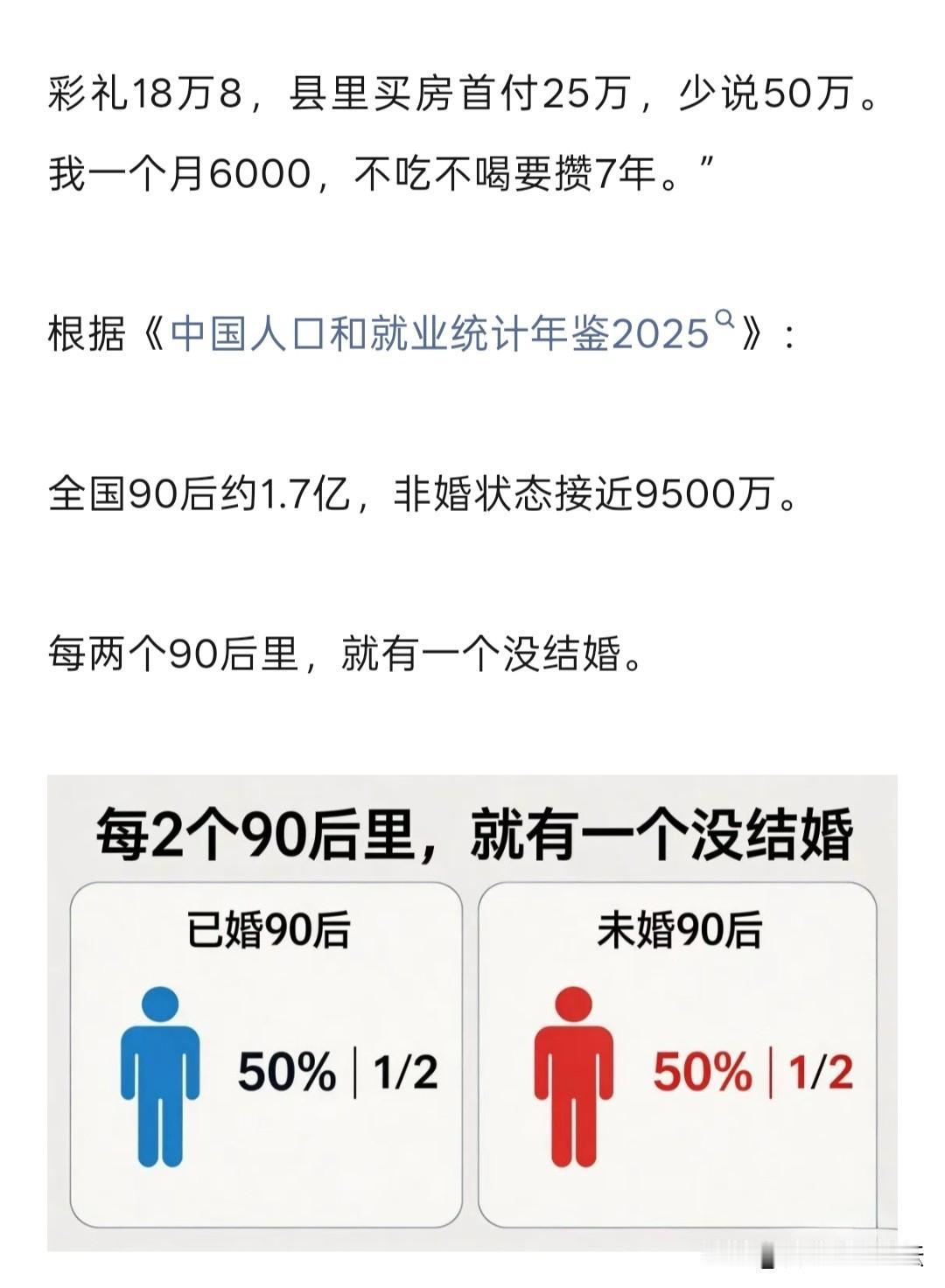 90后非婚状态的还有将近一亿，超过二分之一。从未结婚的有7200万。这样看，房