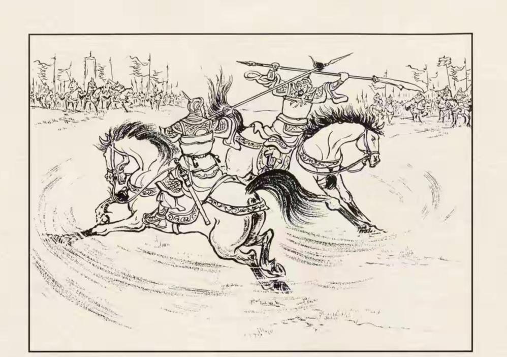 三国演义连环画：这员大将是谁？袁曹决战时此将对阵张辽，大战四五十合不分胜负，的确
