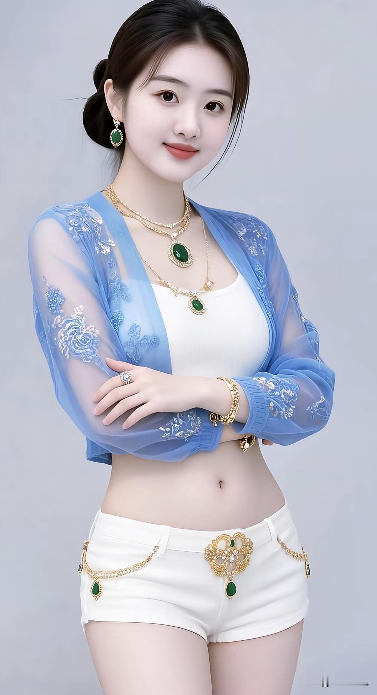 夏日清新穿搭，蓝白相间，搭配精致饰品，尽显优雅气质！🌞👗💎蓝白少女感穿搭