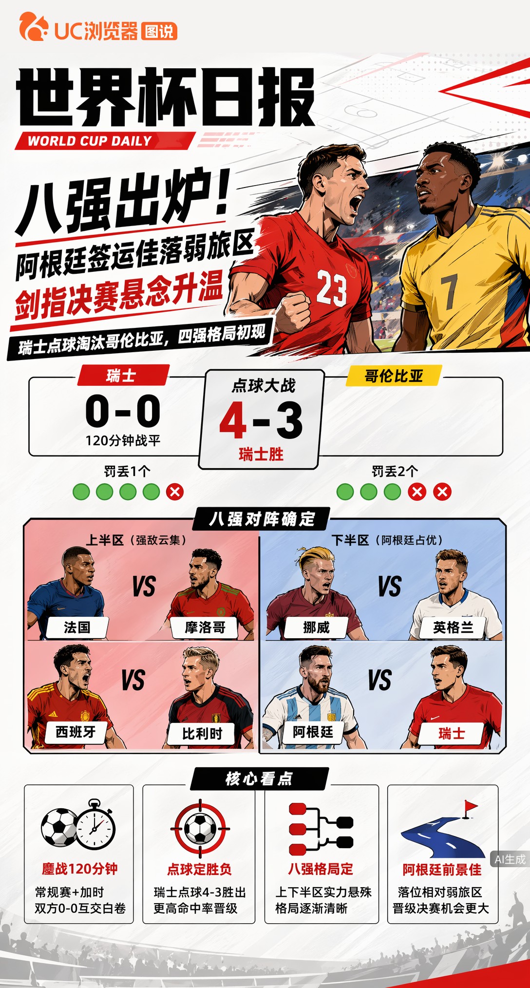 八强出炉！阿根廷签运佳落弱旅区，剑指决赛悬念升温