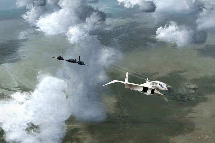 每天认识一件兵器【图1】比翼齐飞的YF-12和XB-70，两架飞机当时都在爱德