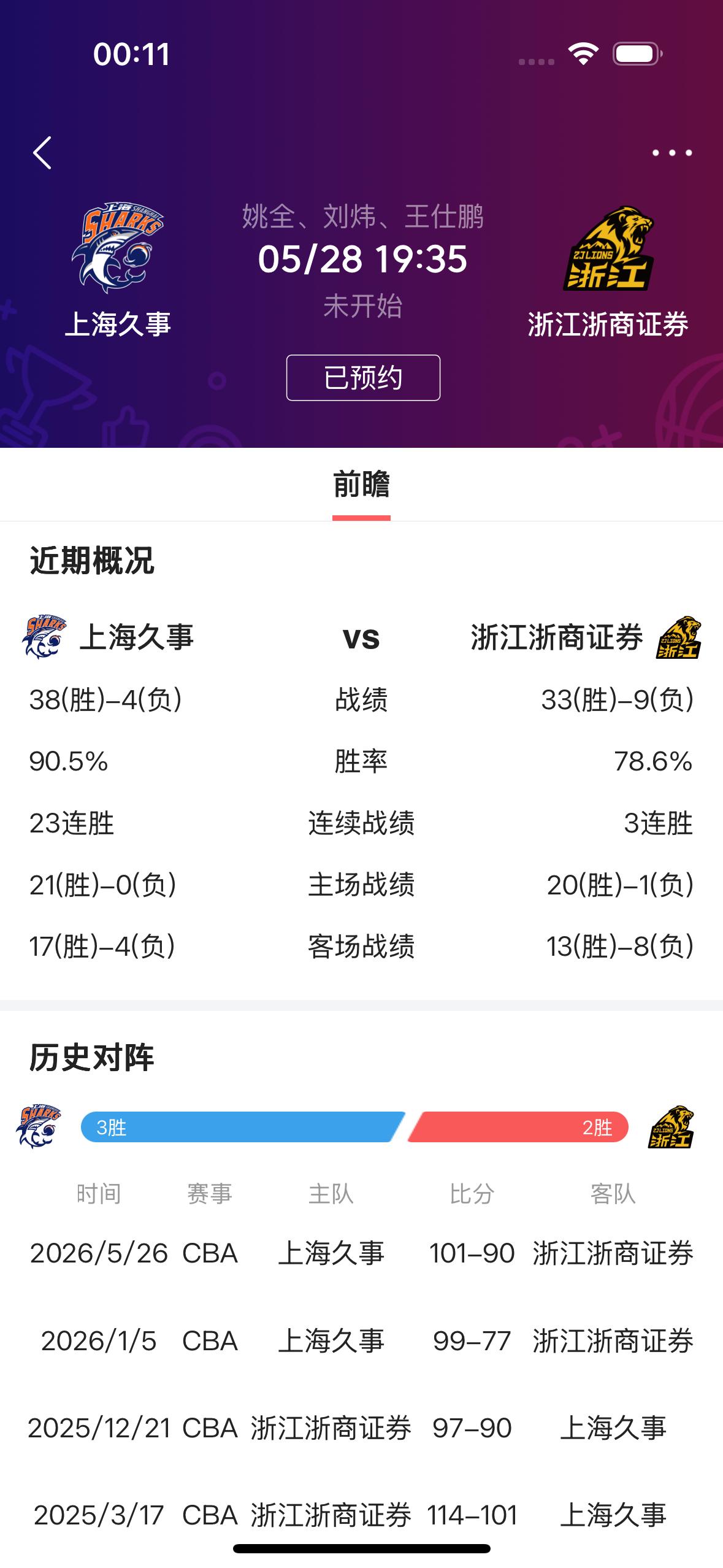 今天是2026年5月28日，星期四，CBA总决赛第二场比赛今天晚上开打。