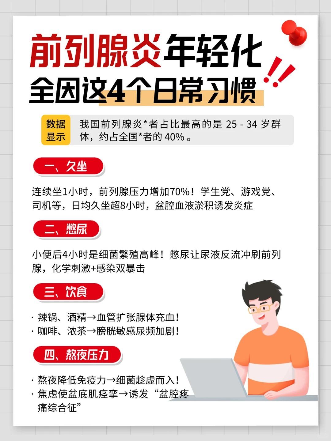前列腺炎年轻化，这4个日常习惯是主谋
