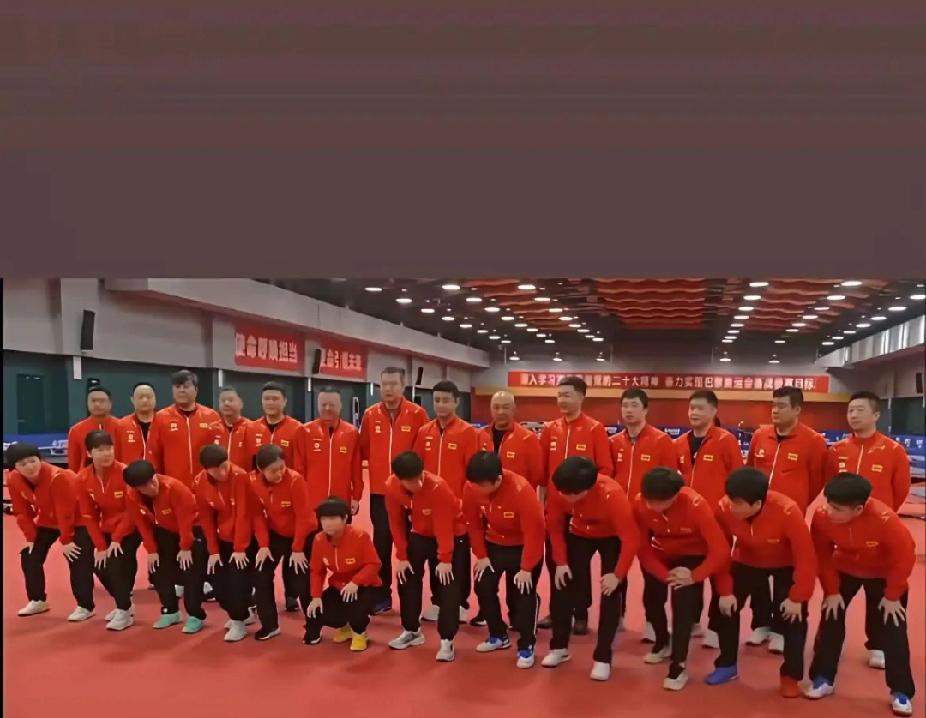 笑不活了！国乒团建抓拍，莎莎这一“蹲”直接封神😂 刷到国乒这张神抓拍，真