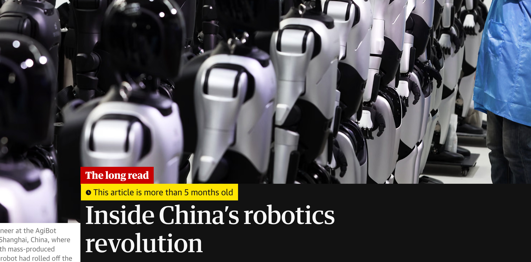 《卫报》记者走访了中国5座城市的11家机器人企业，报道中的几个观点和案例值得关注。1．完整的制造业配