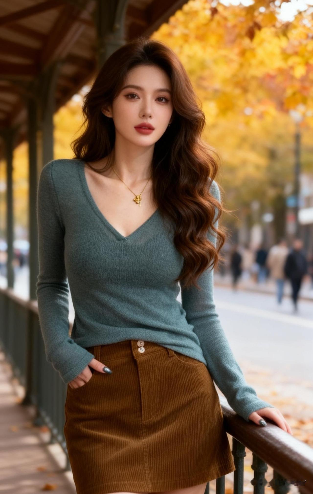 秋风起，落叶舞，美人倚栏思。