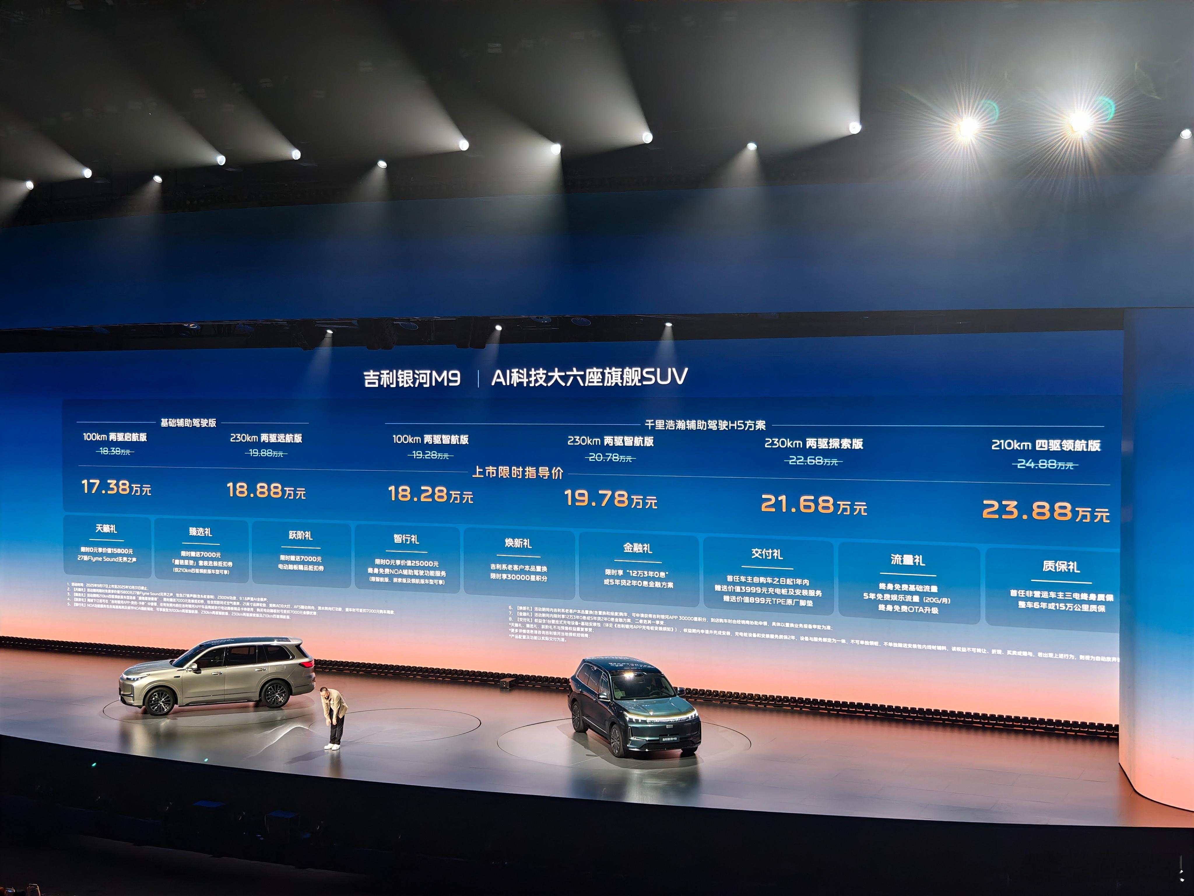 银河M9这价实在是恐怖，令人语塞。拉一个列表，所有同尺寸的绿牌SUV，它有明显的