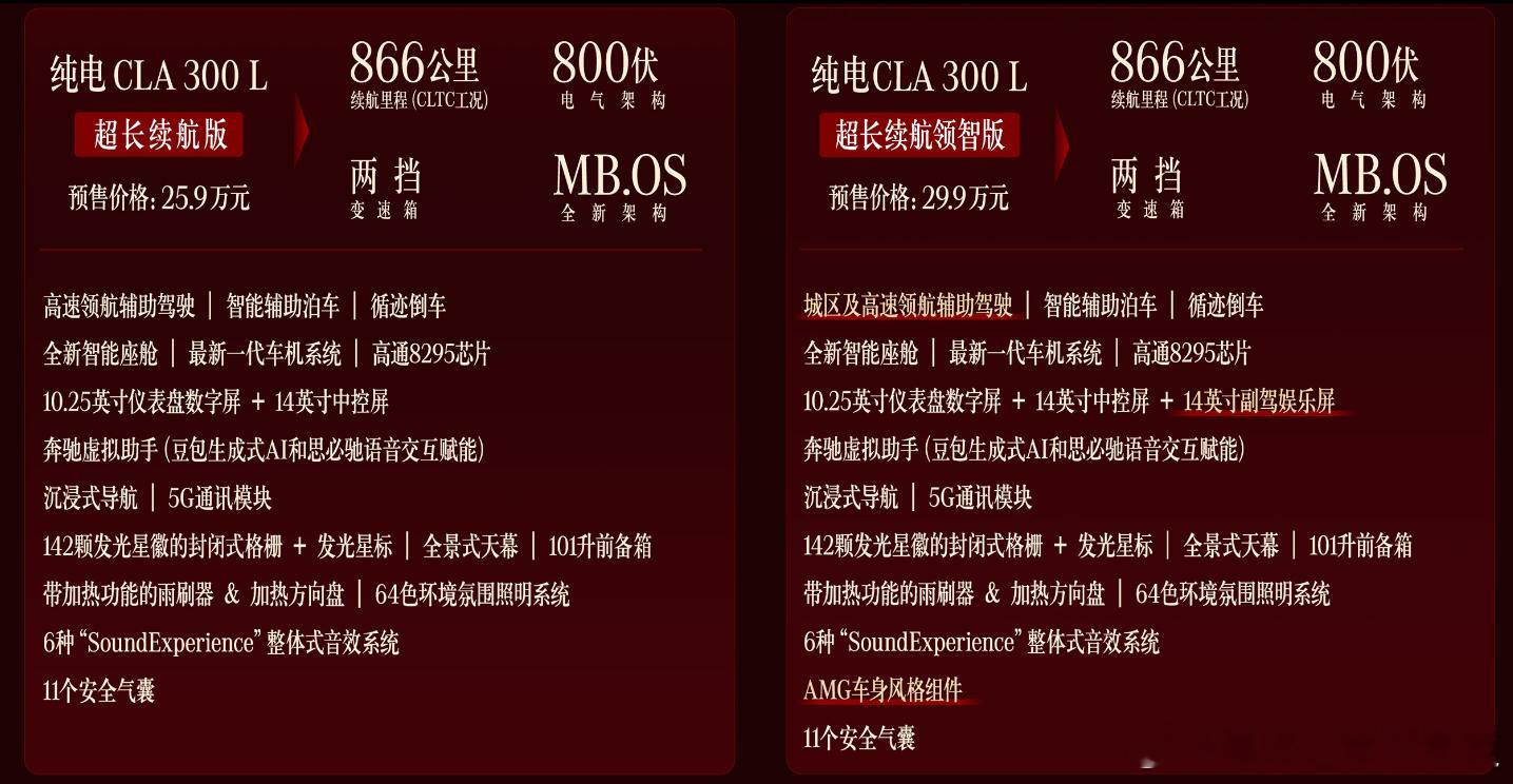 临起飞前，看到奔驰发了全新纯电CLAL的预售价格，披露的参数很炸，价格也很吃惊