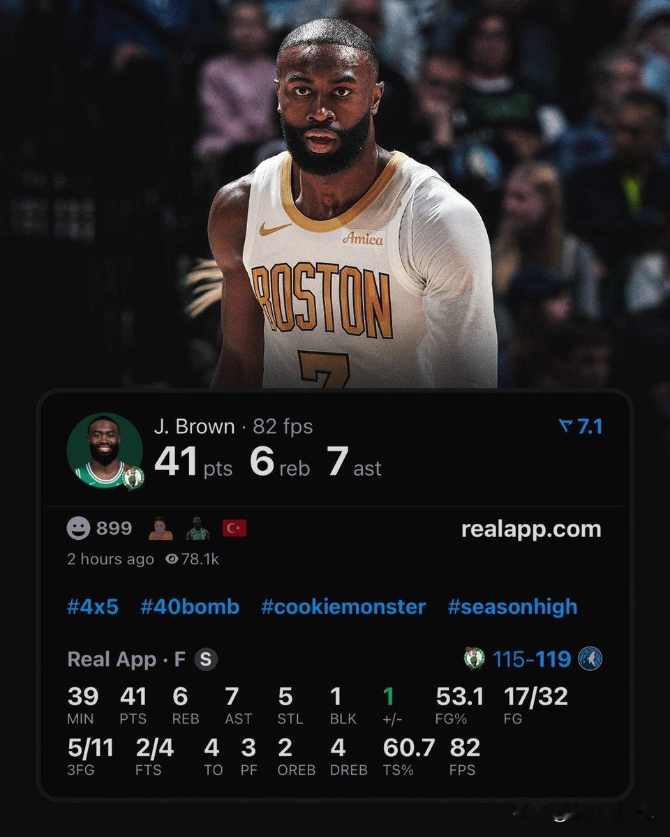 解锁塔图姆也未能做到的记录！杰伦·布朗成为继拉里·伯德之后，凯尔特人队史上第